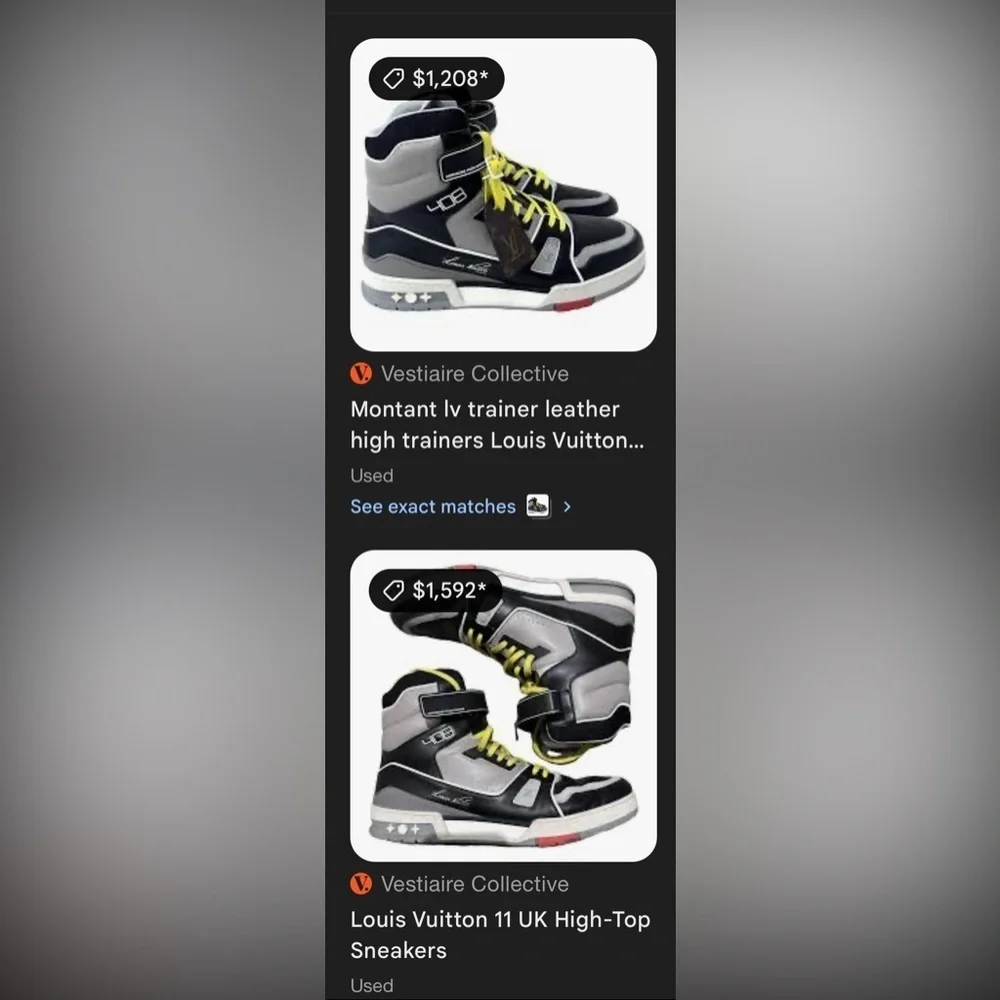 Louis Vuitton LIMITED EDITION LV Black and Gray High-Top Sneakers Virgil Abloh - Picture 7 of 16